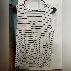 Pink Clover Black and White Striped Tank Top